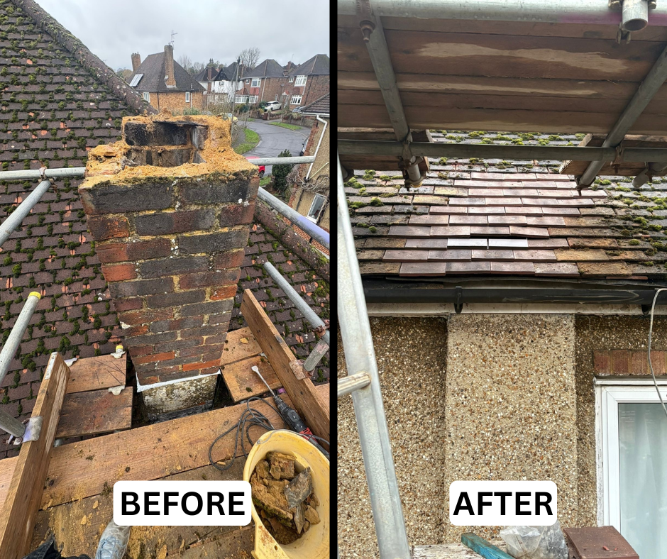 Chimney Removal Before & After - Surrey